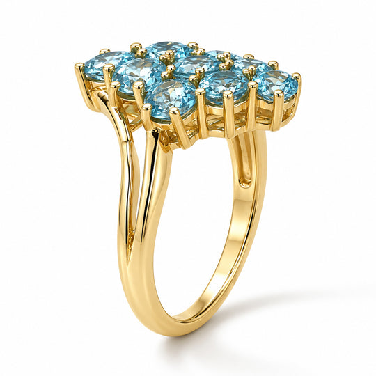 EverTrue AA blauer Apatit Ring, Bronze mit Gelbgold E-Beschichtung - 2,67 ct.