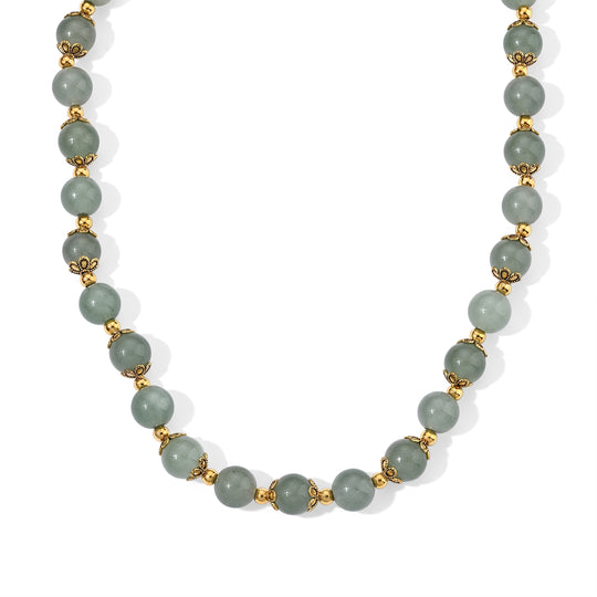 Grüner Aventurin Halskette ca. 45 cm Reine Legierung Goldton ca. 240.00 ct