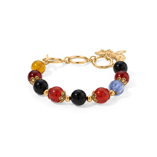 Mehrfarbiger Achat Armband ca. 15.25 cm Reine Legierung Goldton ca. 75.00 ct