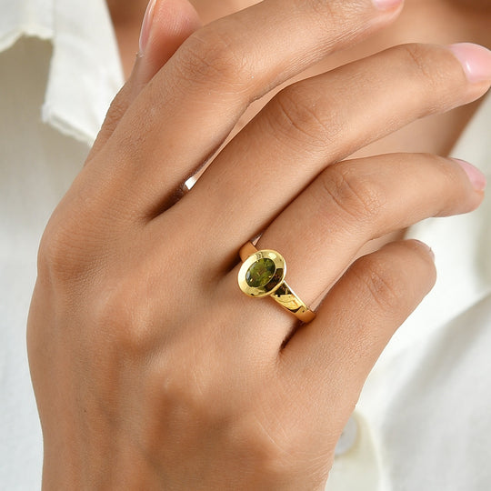 D'Joy Peridot Arizona Ring 925 Silber 750 Gelbgold vermeil (Größe 18.00) ca. 0,89 ct