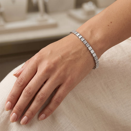 LUXURIANT SGL zertifizierter SI-GH Labor Diamant 19cm Armband, 925 Silber 750 Gelbgold Vermeil - 5 ct.