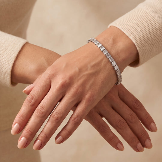 LUXURIANT SGL zertifizierter SI-GH Labor Diamant 19cm Armband, 925 Silber 750 Gelbgold Vermeil - 5 ct.