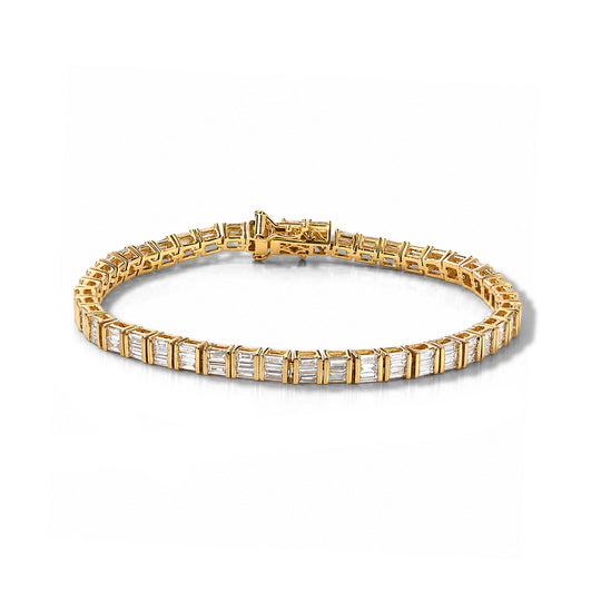 LUXURIANT SGL zertifizierter SI-GH Labor Diamant 19cm Armband, 925 Silber 750 Gelbgold Vermeil - 5 ct.