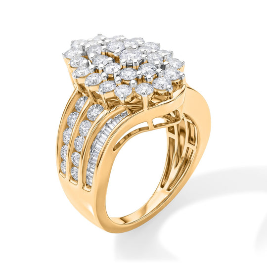 LUXURIANT DIAMOND - Lab Grown Diamant SI-GH Ring 925 Silber 750 Gelbgold vermeil (Größe 21.00) ca. 2,97 ct