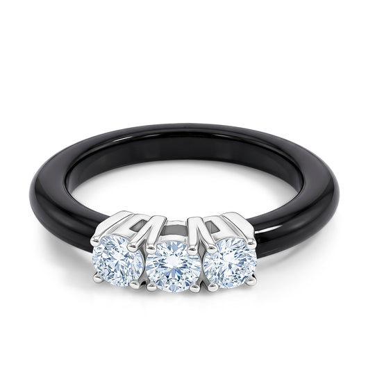 D'Joy Gefärbte schwarze Jade, Lab Grown Diamant Ring 925 Silber Rhodiniert (Größe 19.25) ca. 8,50 ct