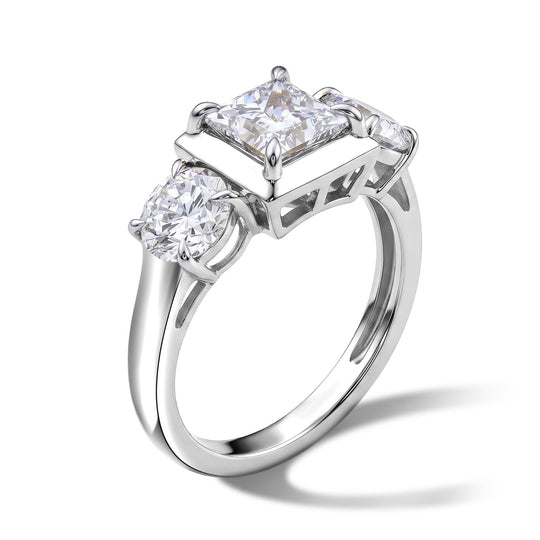 LUXURIANT DIAMOND - Lab Grown Diamant SGL zertifiziert SI-GH Ring 925 Silber Rhodiniert (Größe 19.00) ca. 3,00 ct
