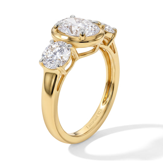 LUXURIANT DIAMOND - Lab Grown Diamant SI-GH Ring SGL zertifiziert 925 Silber 750 Gelbgold vermeil (Größe 17.00) ca. 3.00 ct