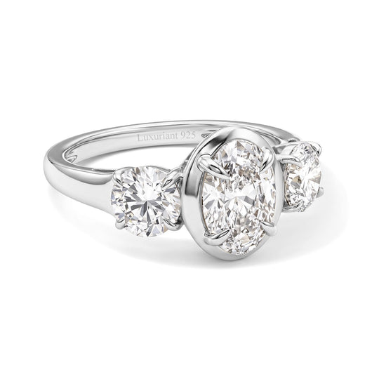 LUXURIANT DIAMOND - Lab Grown Diamant SI-GH Ring SGL zertifiziert 925 Silber Rhodiniert (Größe 19.00) ca. 3.00 ct