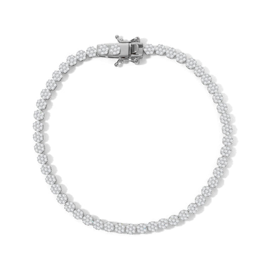 LUXURIANT SGL zertifizierter SI-GH Labor Diamant 19cm Armband, 925 Silber 750 Gelbgold Vermeil - 2,50 ct.