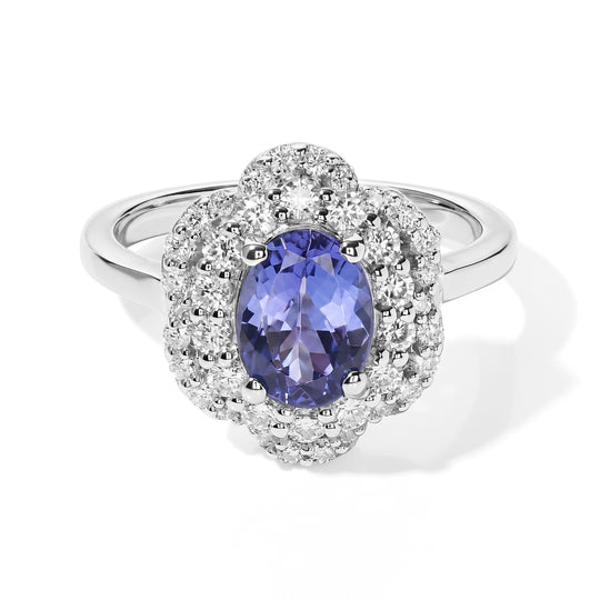 D'Joy AA Tansanit, Moissanit Ring 925 Silber Rhodiniert (Größe 18.00) (10-16 Werktage Lieferzeit) ca. 1,85 ct