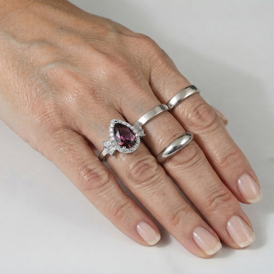 D'Joy AA Rosa Granat, Moissanit Ring 925 Silber Rhodiniert (Größe 18.00) (10-16 Werktage Lieferzeit) ca. 2,10 ct