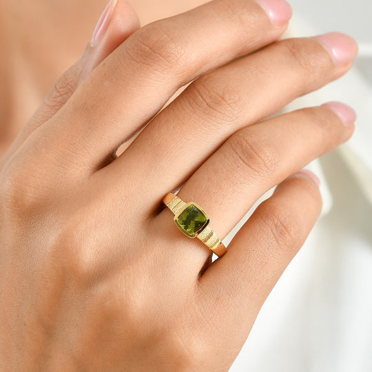 D'Joy Peridot Arizona Ring 925 Silber 750 Gelbgold vermeil (Größe 20.00) ca. 1,20 ct