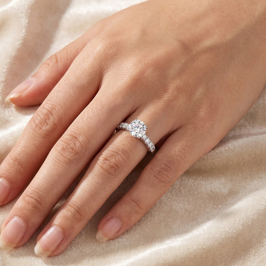 D'Joy GRA zertifizierter Moissanit Ring, 925 Silber rhodiniert - 1,70 ct.