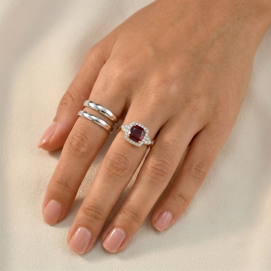 LUXURIANT (10-16 Werktage Lieferzeit) 3 ct. AAA rosa Granat, Labor Diamant Ring in 417 Roségold