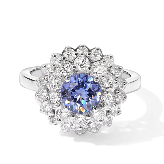 D'Joy AA Tansanit, Moissanit Ring 925 Silber Rhodiniert (Größe 18.00) (10-16 Werktage Lieferzeit) ca. 2,39 ct