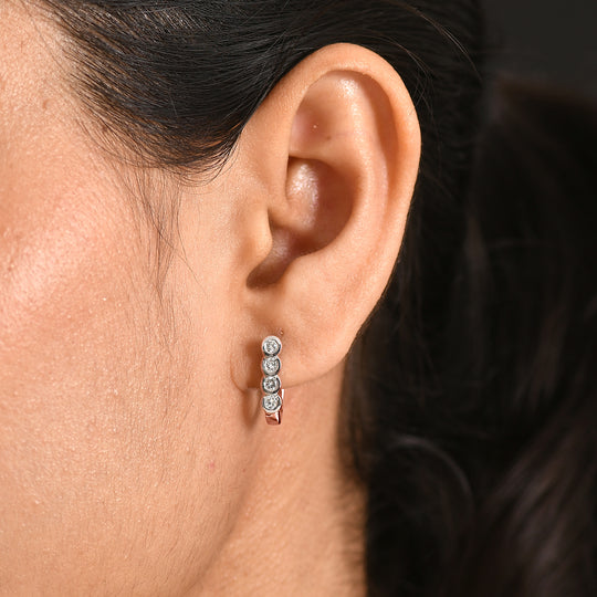 LUXURIANT (8-13 Werktage Lieferzeit) 0,50 ct. SI-GH Labor Diamant Ohrringe, 925 Silber 750 Gelbgold Vermeil
