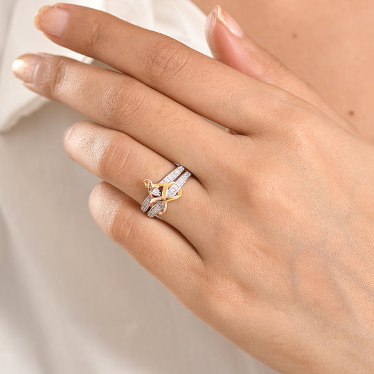 LUXURIANT DIAMOND - Lab Grown Diamant SI-GH Ring 925 Silber, Dreifarbig (Größe 17.00) ca. 0.33 ct