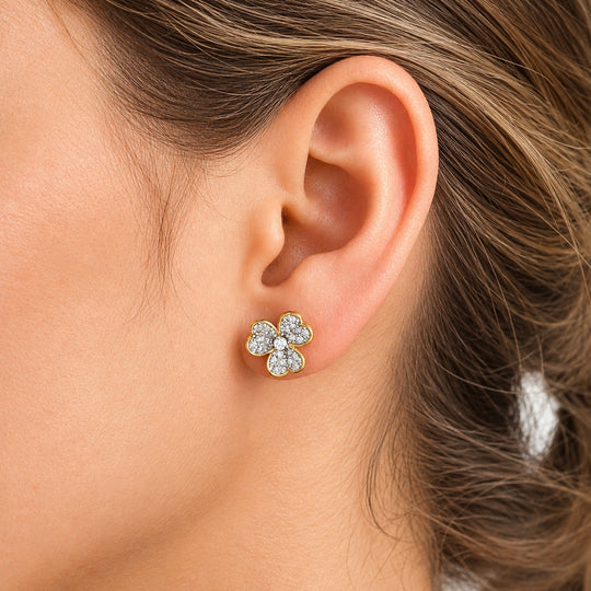LUXURIANT (8-13 Werktage Lieferzeit) 0,70 ct. SI-GH Labor Diamant Ohrringe, 925 Silber 750 Gelbgold Vermeil