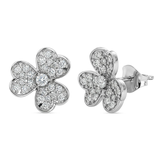 LUXURIANT (8-13 Werktage Lieferzeit) 0,70 ct. SI-GH Labor Diamant Ohrringe, 925 Silber 750 Gelbgold Vermeil