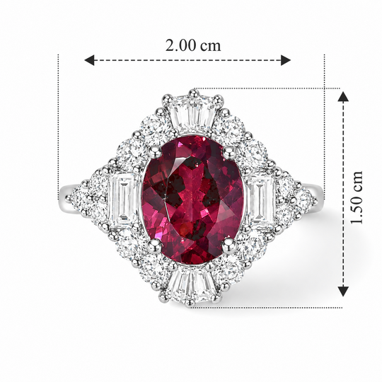 D'Joy AA Farbwechsel Granat, Moissanit Ring 925 Silber Rhodiniert (Größe 18.00) (10-16 Werktage Lieferzeit) ca. 3,15 ct