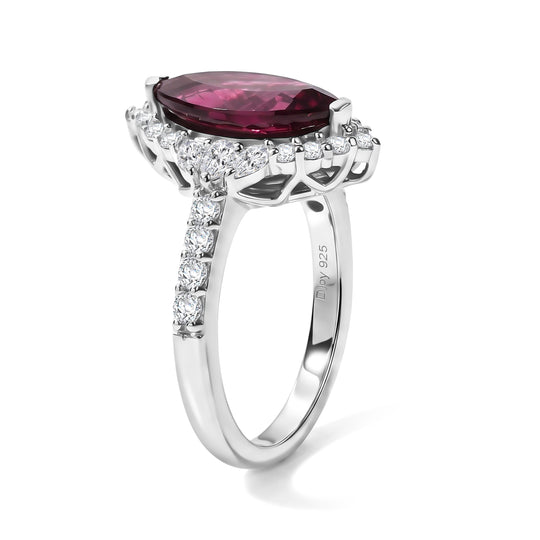 D'Joy AA Farbwechsel Granat, Moissanit Ring 925 Silber Rhodiniert (Größe 18.00) (10-16 Werktage Lieferzeit) ca. 1,74 ct