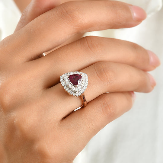 D'Joy AA Farbwechsel Granat, Moissanit Ring 925 Silber 750 Roségold vermeil (Größe 17.00) (10-16 Werktage Lieferzeit) ca. 2,71 ct