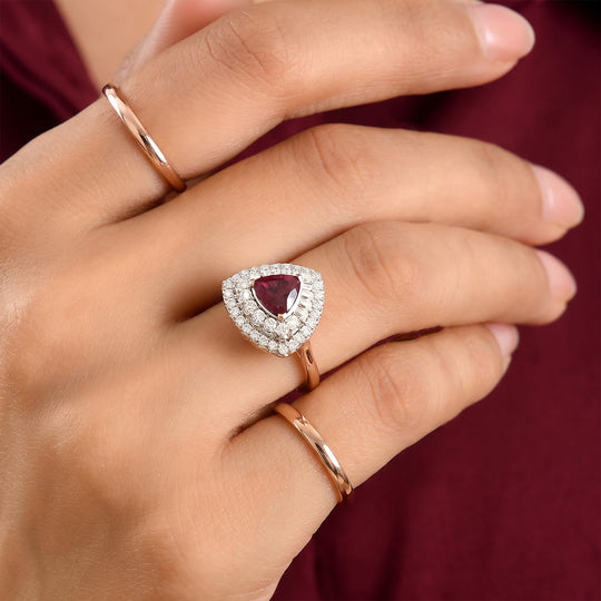 D'Joy AA Farbwechsel Granat, Moissanit Ring 925 Silber 750 Roségold vermeil (Größe 17.00) (10-16 Werktage Lieferzeit) ca. 2,71 ct