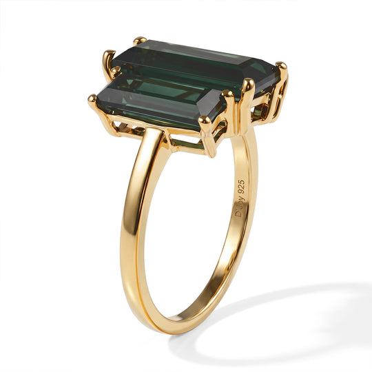 D'Joy Alexandrit Quarz Triplette Ring 925 Silber Gold (Größe 18.00) ca. 4,95 ct