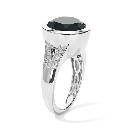 D'Joy Alexandrit Quarz Triplette, Weißer Zirkon Ring 925 Silber Rhodiniert (Größe 18.00) ca. 6,98 ct