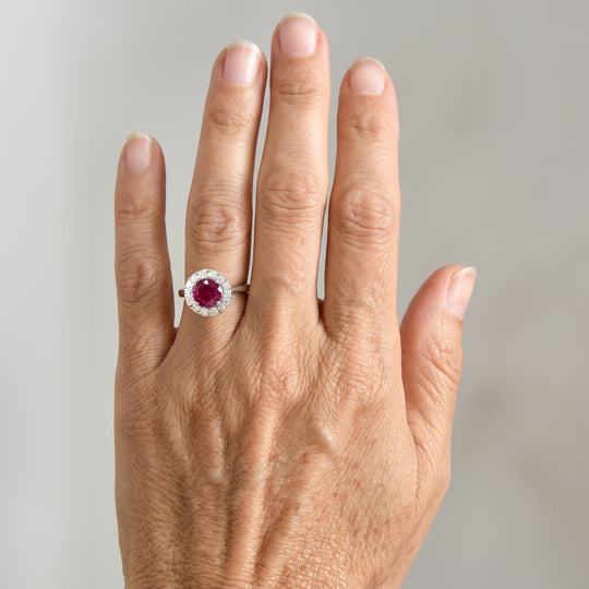 D'Joy AA Farbwechsel Granat, Moissanit Ring 925 Silber Rhodiniert (Größe 18.00) (10-16 Werktage Lieferzeit) ca. 2,06 ct
