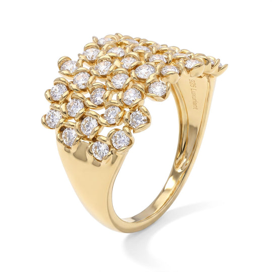 LUXURIANT DIAMOND - Lab Grown Diamant SI-GH Ring 925 Silber 750 Gelbgold vermeil (Größe 21.00) ca. 2,00 ct (10-15 Werktage Lieferzeit) 2.00 ct