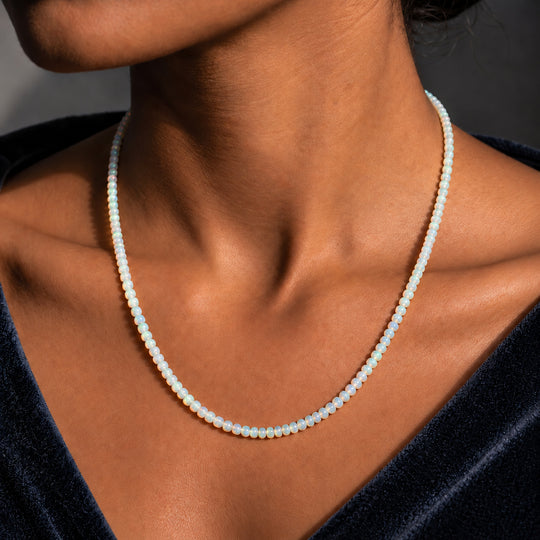 EVER TRUE Natürlicher, äthiopischer Welo Opal Halskette ca. 45 cm 316L Edelstahl ca. 37.00 ct