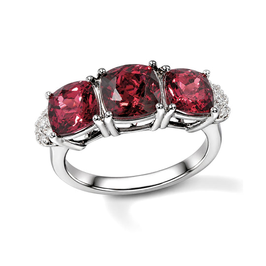 D'Joy AA Rosa Granat Ring 925 Silber Rhodiniert (Größe 18.00) (10-16 Werktage Lieferzeit) ca. 4,01 ct