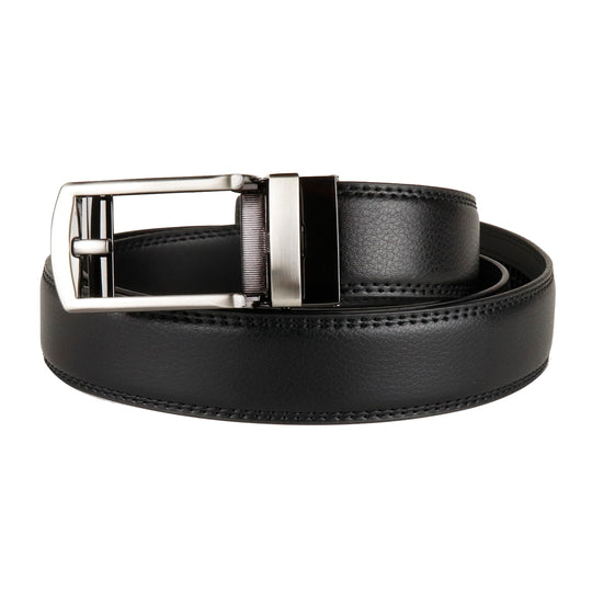 Gürtel mit Click-System aus echtem Leder, Breite: ca. 3 cm, Schwarz