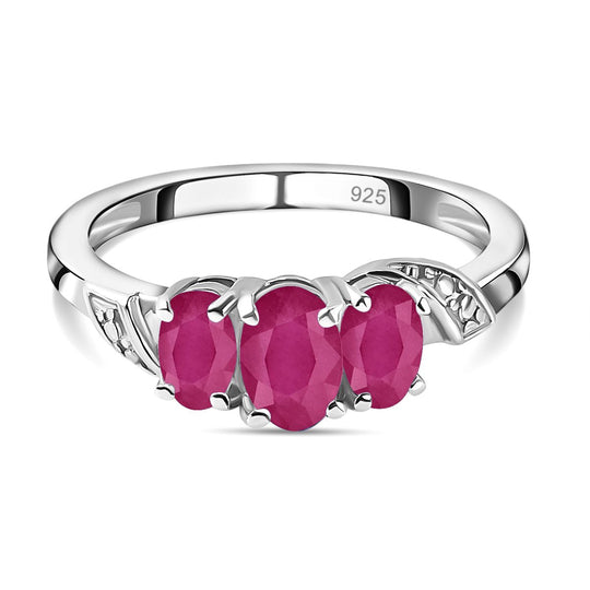 Afrikanischer Rubin (Fissure gefüllt) Ring 925 Silber Platiniert (Größe 22.00) ca. 1,35 ct