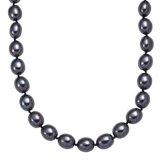 Pfaufarbene Oval Muschelkernperle 50cm Halskette und flexibles Armband