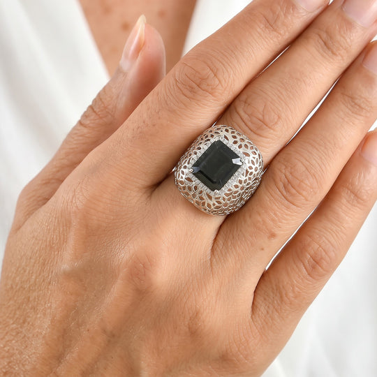 EVER TRUE Alexandrit Quarz Triplette, Weißer Zirkon Ring Reine Bronze (Größe 18.00) ca. 7,12 ct