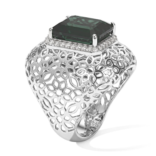 EVER TRUE Alexandrit Quarz Triplette, Weißer Zirkon Ring Reine Bronze (Größe 18.00) ca. 7,12 ct