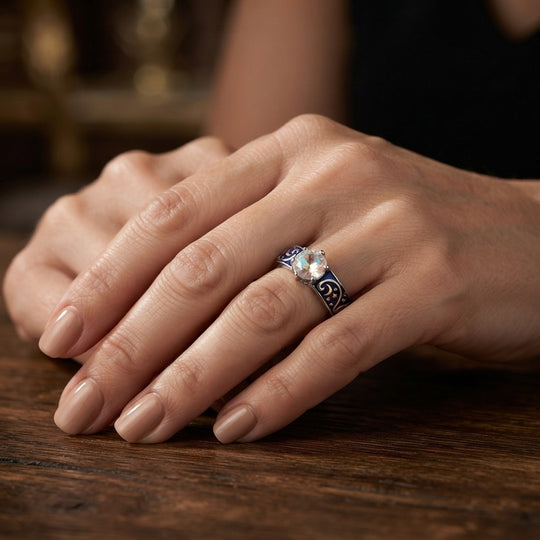 GP Celestial Dream Kollektion - Merkur mystischer Topas, Kanchanaburi Blauer Saphir Ring 925 Silber Rhodiniert und 750 Gelbgold Vermeil (Größe 18.00) ca. 1.50 ct
