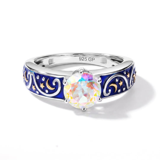 GP Celestial Dream Kollektion - Merkur mystischer Topas, Kanchanaburi Blauer Saphir Ring 925 Silber Rhodiniert und 750 Gelbgold Vermeil (Größe 18.00) ca. 1.50 ct