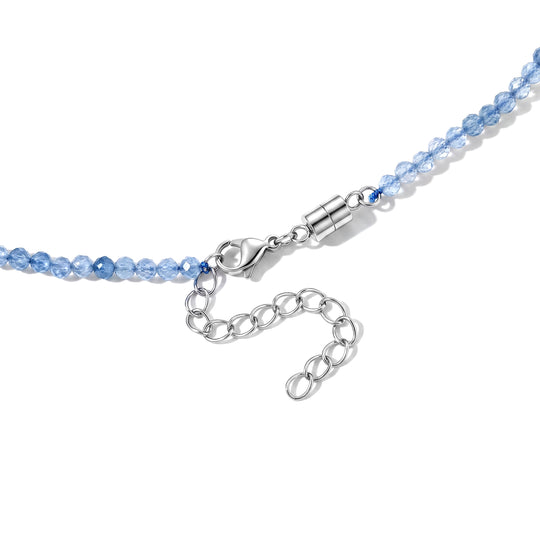 Hämatit und Aquamarin 50+5cm Edelstahl Halskette - 45 ct.