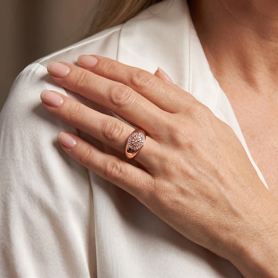 D'Joy Rosa Diamant Ring, 925 Silber 750 Roségold Vermeil - 0,11 ct.