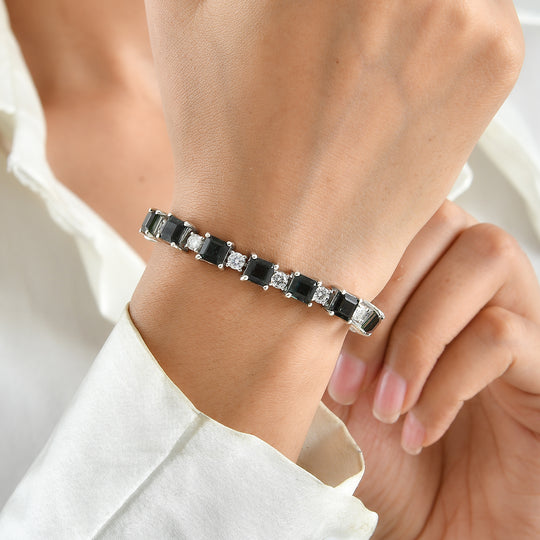 D'Joy Alexandrit Quarz Triplette, Moissanit Armband ca. 19 cm 925 Silber Rhodiniert ca. 28,88 ct.