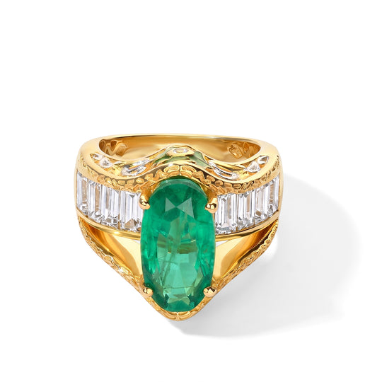 EVER TRUE Smaragd-Quarz Triplette, Weißer Topas Ring Reine Bronze (Größe 20.00) ca. 8,34 ct