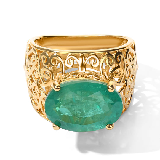 EVER TRUE Smaragd-Quarz Triplette Ring Reine Bronze (Größe 18.00) ca. 6,49 ct
