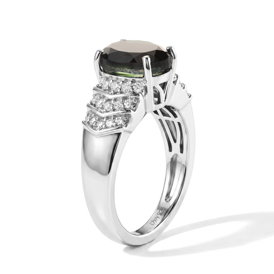 D'Joy Alexandrit Quarz Triplette, Weißer Zirkon Ring 925 Silber Rhodiniert (Größe 18.00) ca. 3,30 ct