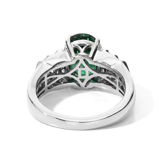 D'Joy Alexandrit Quarz Triplette, Weißer Zirkon Ring 925 Silber Rhodiniert (Größe 18.00) ca. 3,30 ct