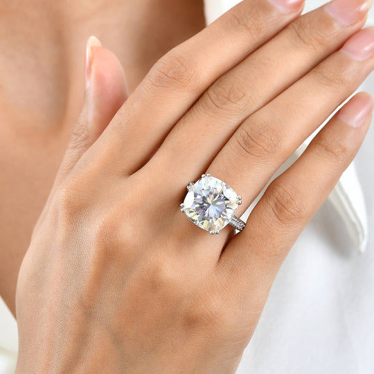 D'Joy Moissanit Ring 925 Silber Rhodiniert (Größe 17.00) 15.60 ct