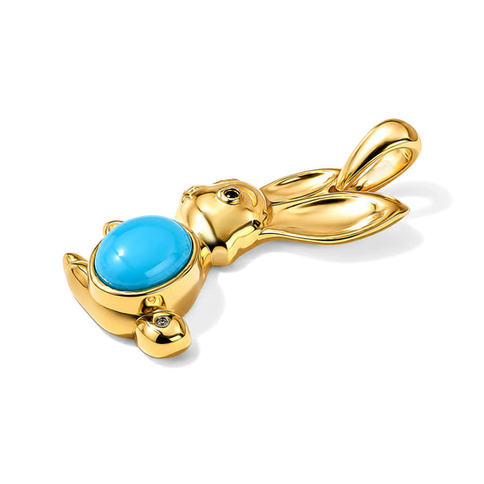 EVER TRUE Sleeping Beauty Türkis, Schwarzer Spinell Anhänger Reine Bronze ca. 2,54 ct.