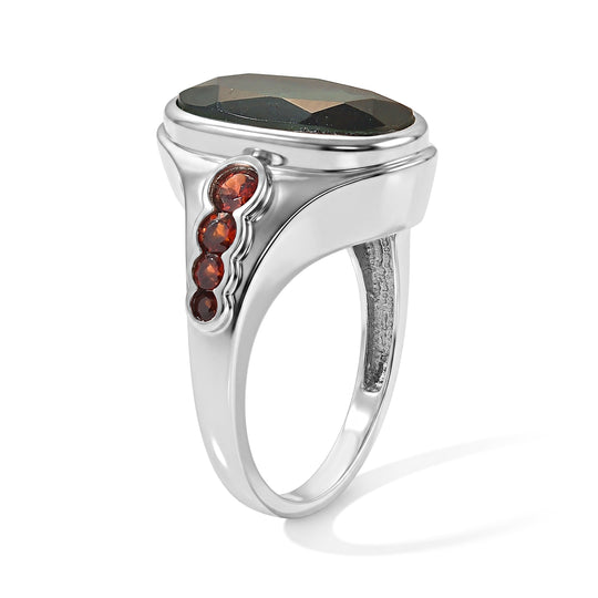 EVER TRUE Alexandrit Quarz Triplette, Mosambik Granat Ring 316L Edelstahl (Größe 18.00) ca. 5,67 ct